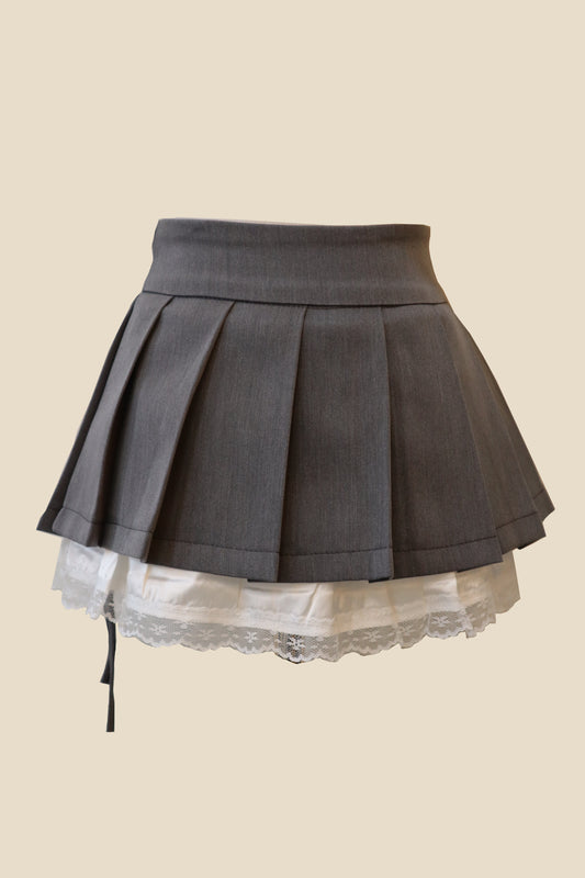 Lace Pleated Mini Skirt