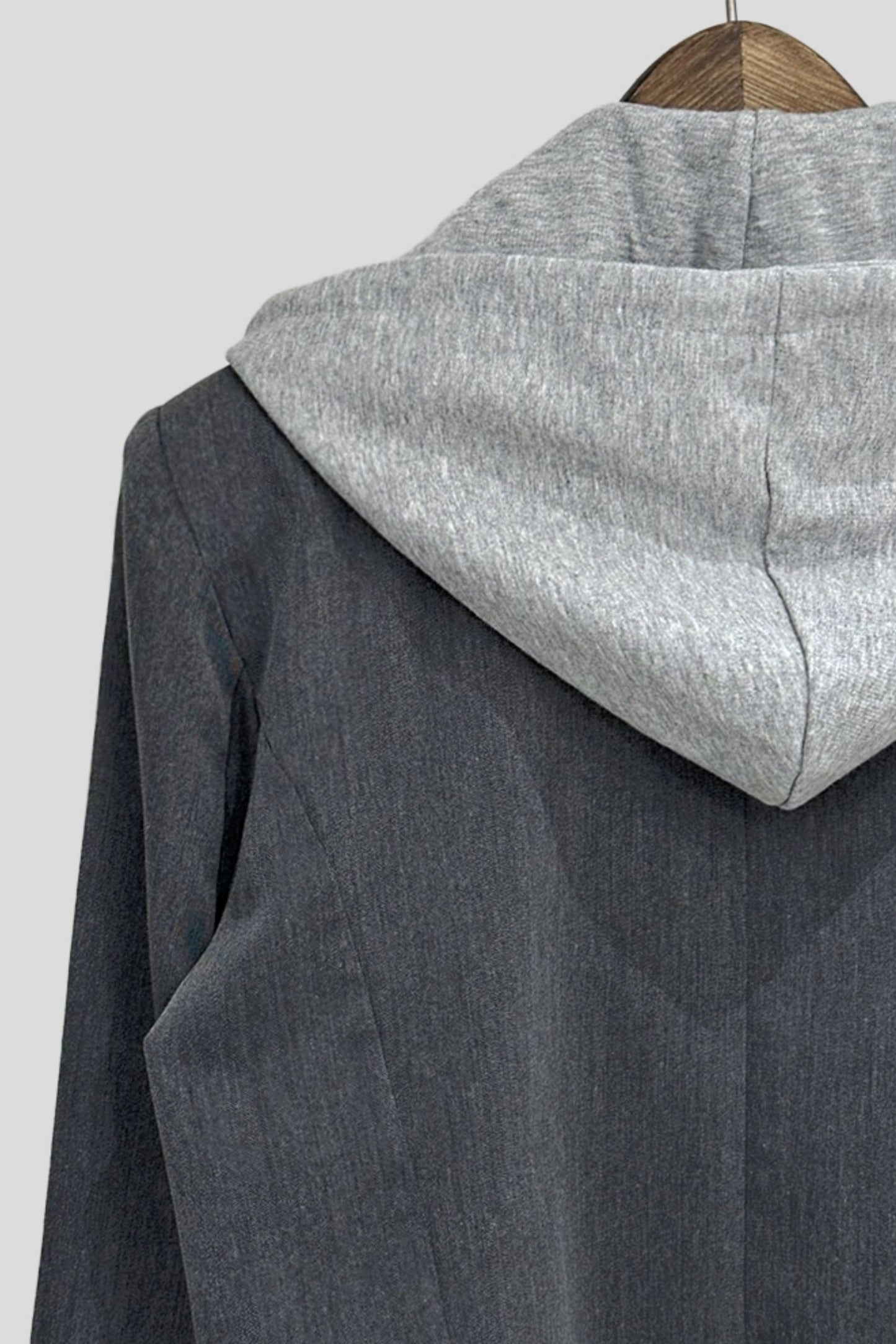 Two-Toned Hooded Blazer Skort Set