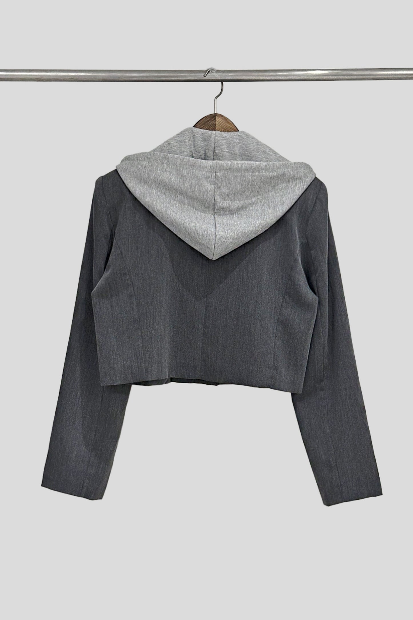 Two-Toned Hooded Blazer Skort Set