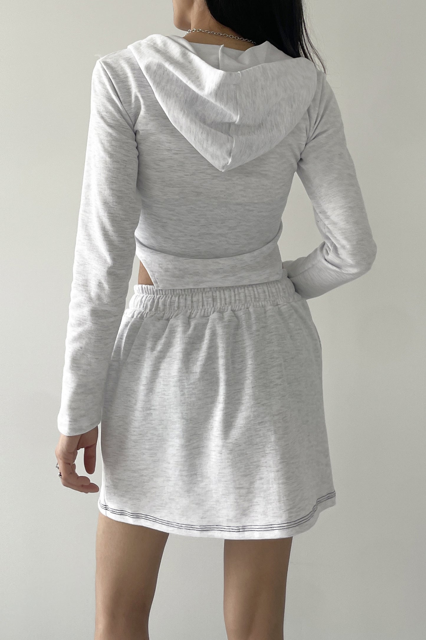 Stitch Side Slit Hooded Zip-Up
