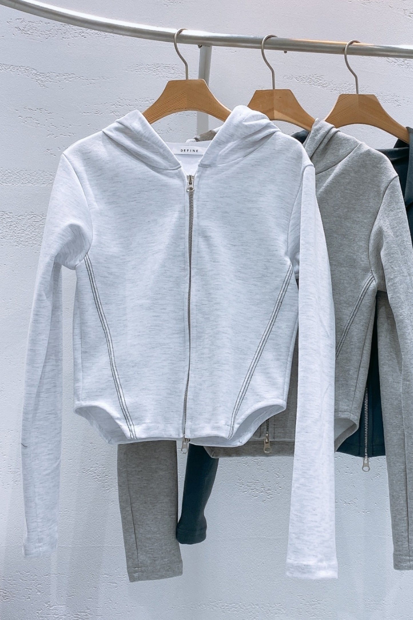 Stitch Side Slit Hooded Zip-Up