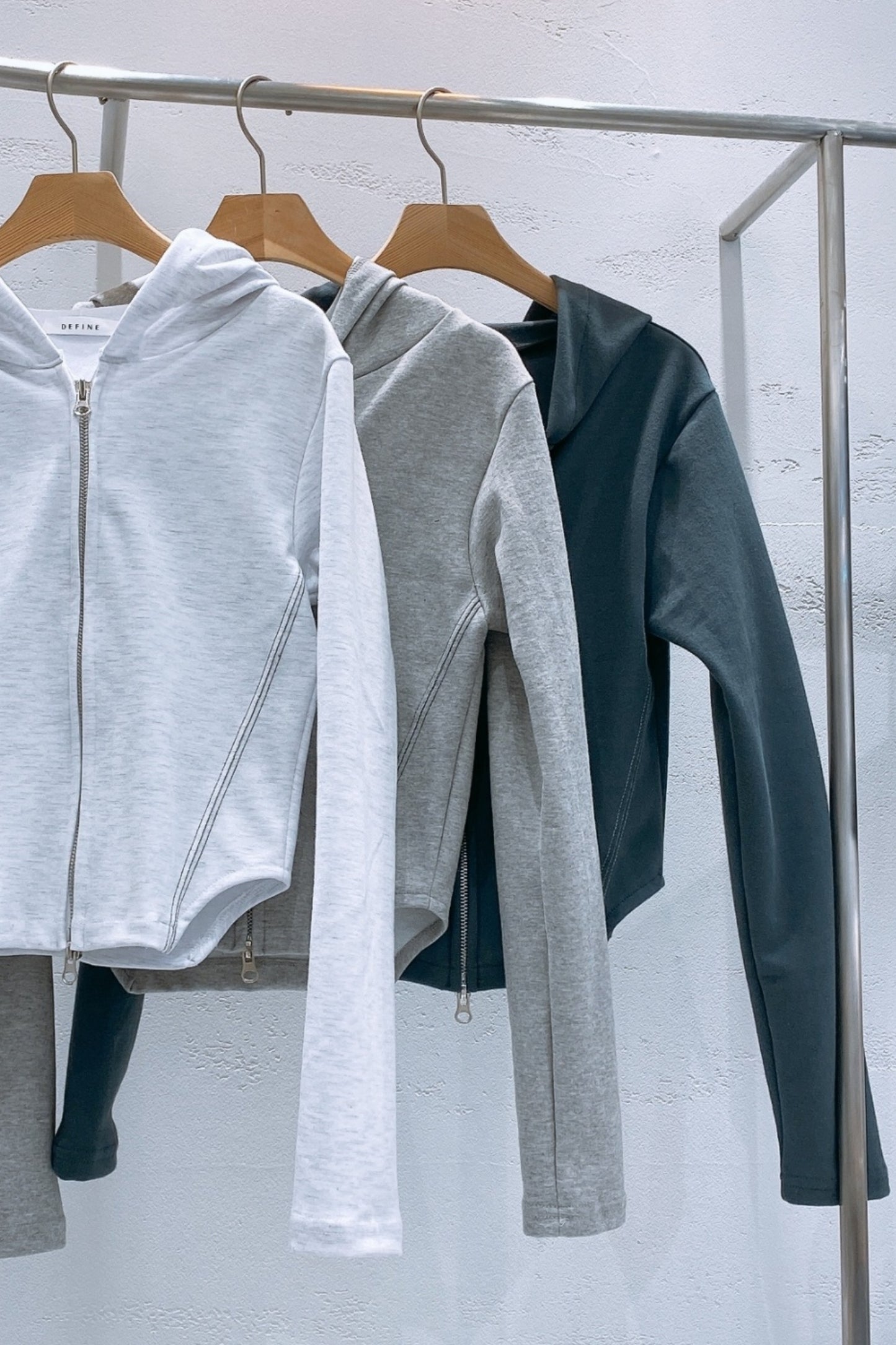 Stitch Side Slit Hooded Zip-Up