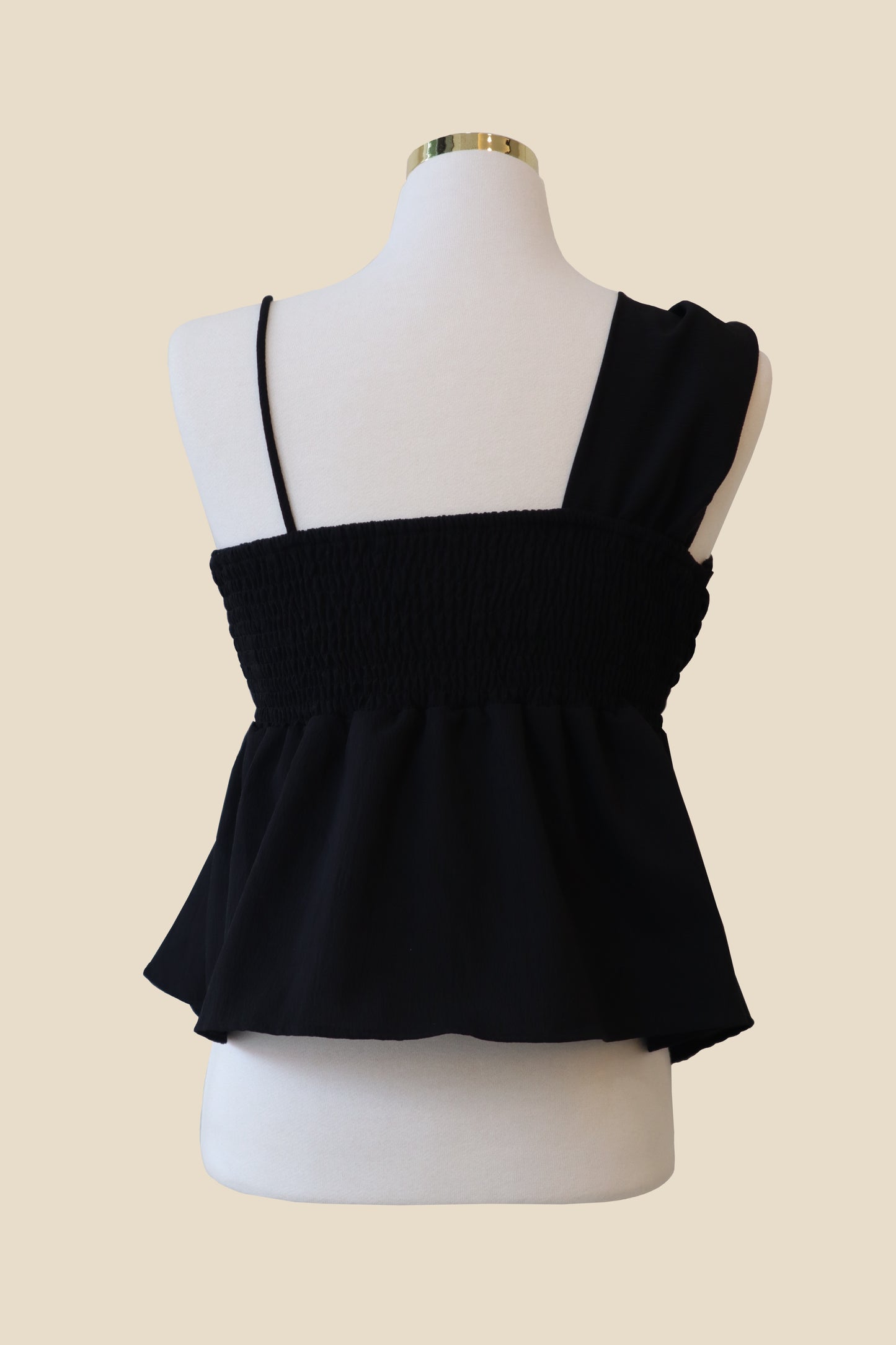 Unbalanced Pleated Sleeveless Blouse Top