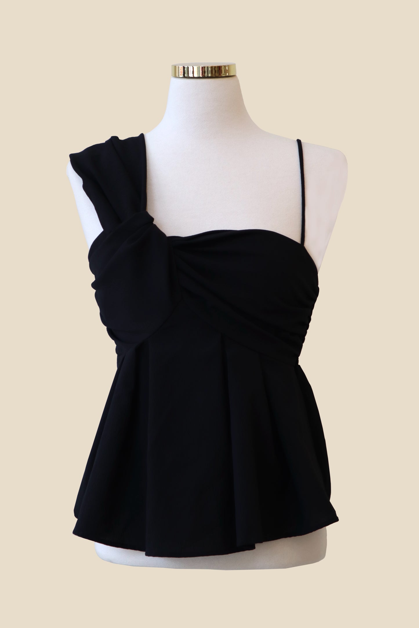 Unbalanced Pleated Sleeveless Blouse Top