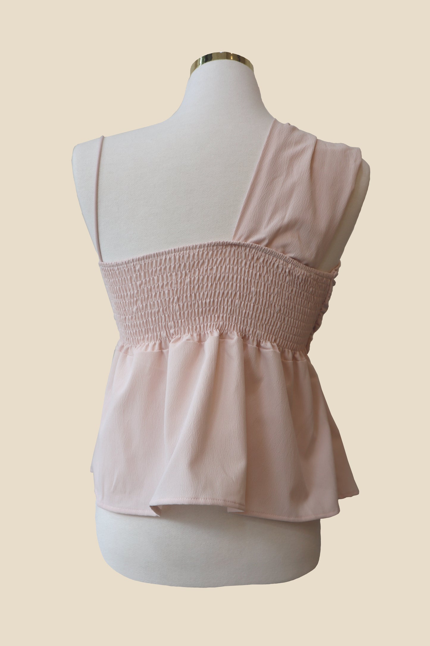 Unbalanced Pleated Sleeveless Blouse Top