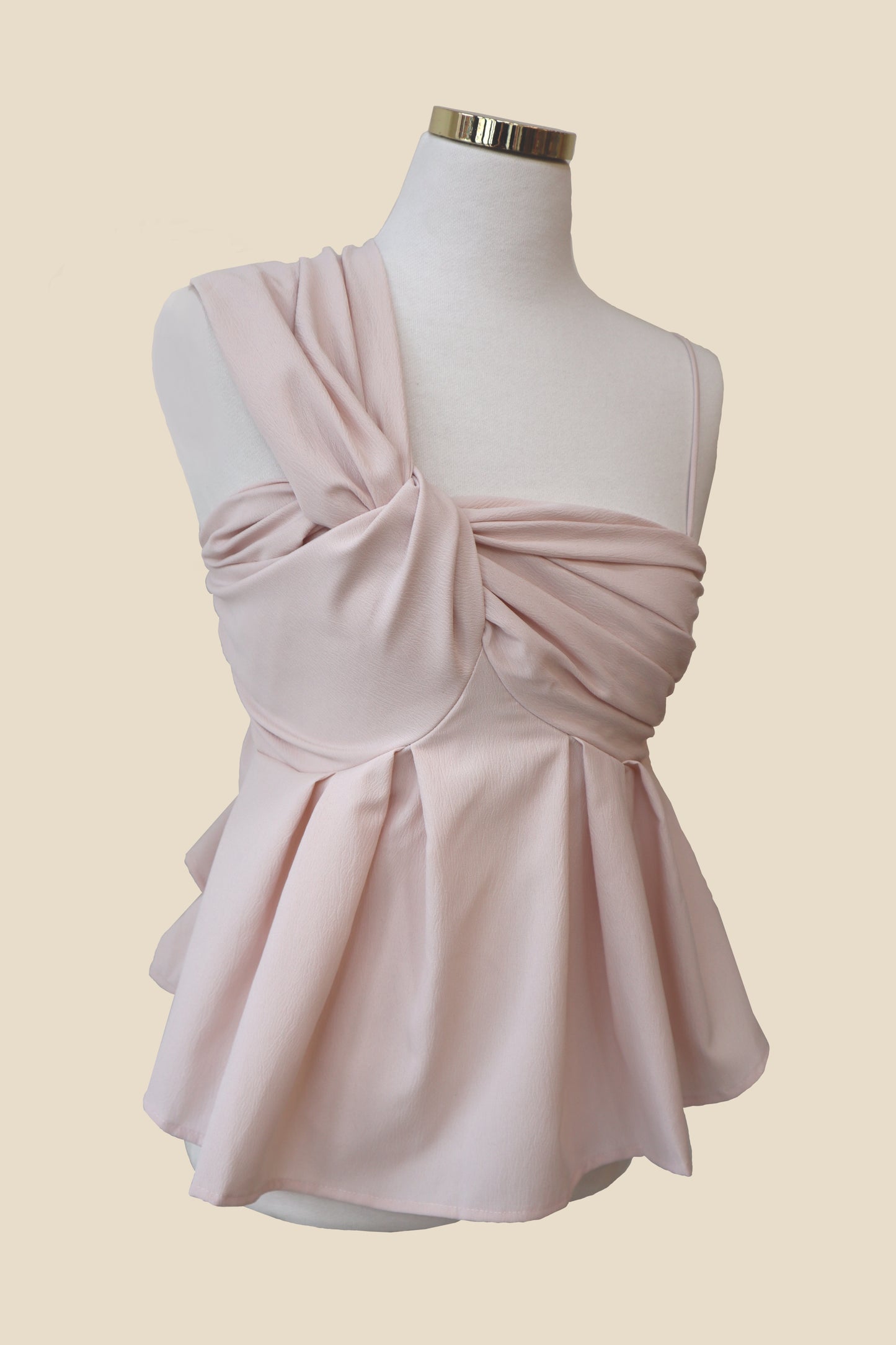 Unbalanced Pleated Sleeveless Blouse Top
