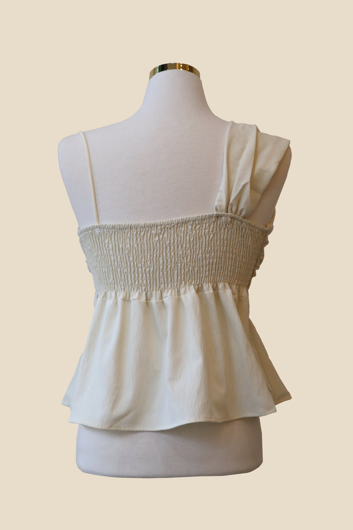 Unbalanced Pleated Sleeveless Blouse Top