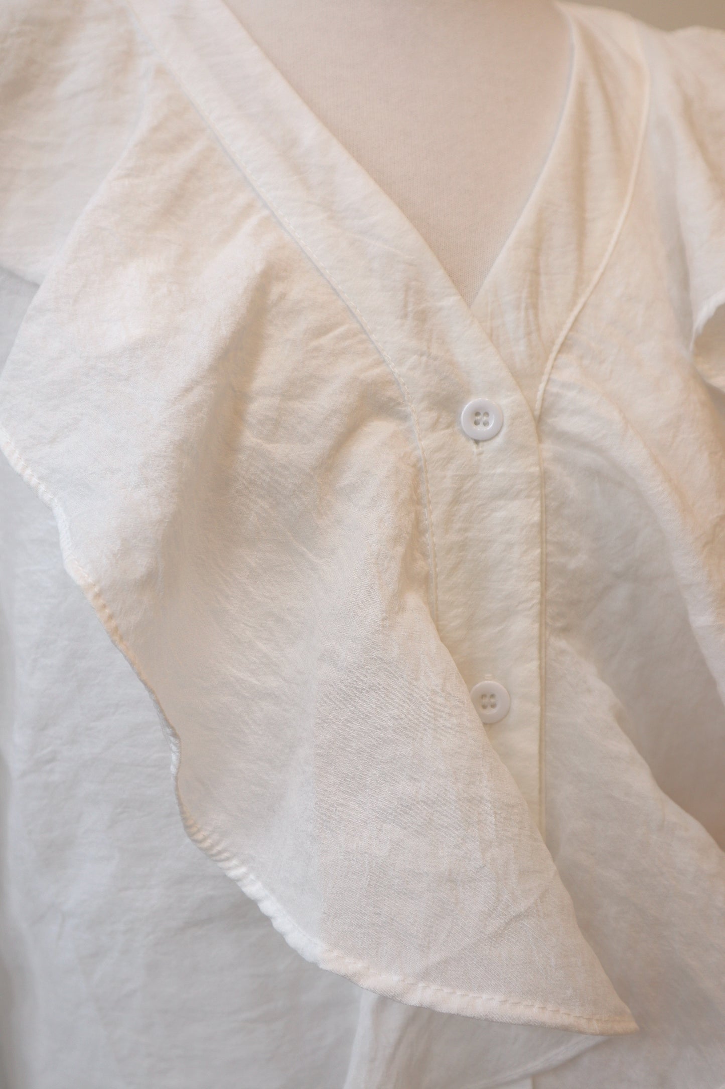 V-Ruffle Placket Blouse