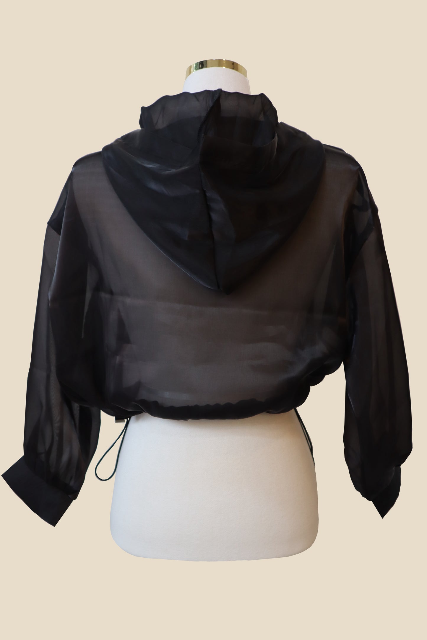 Glossy Sheer Mesh Zip-Up
