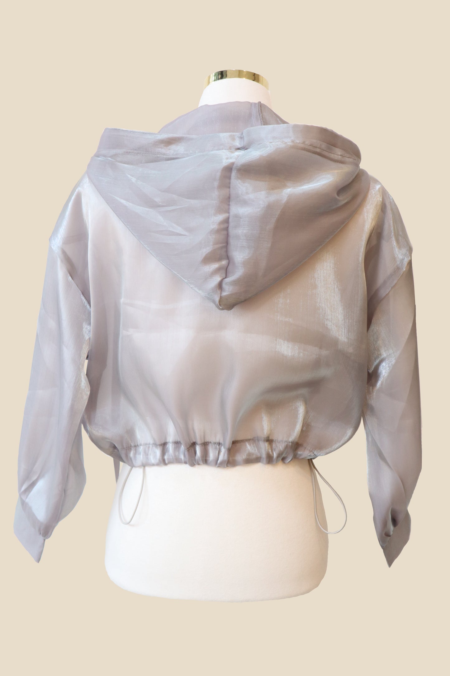 Glossy Sheer Mesh Zip-Up