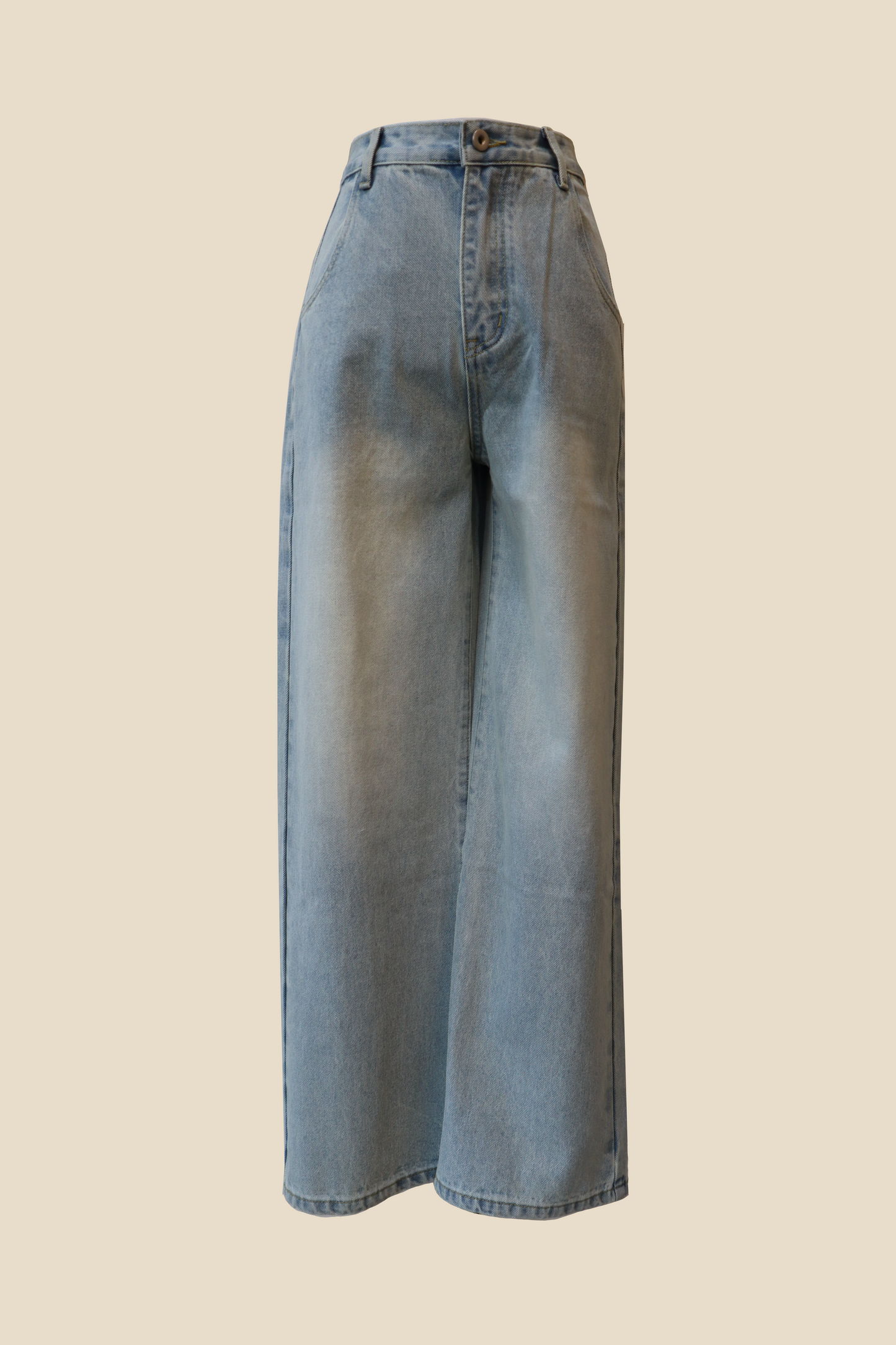 Straight-Wide Wrap Skirt Denim Pants