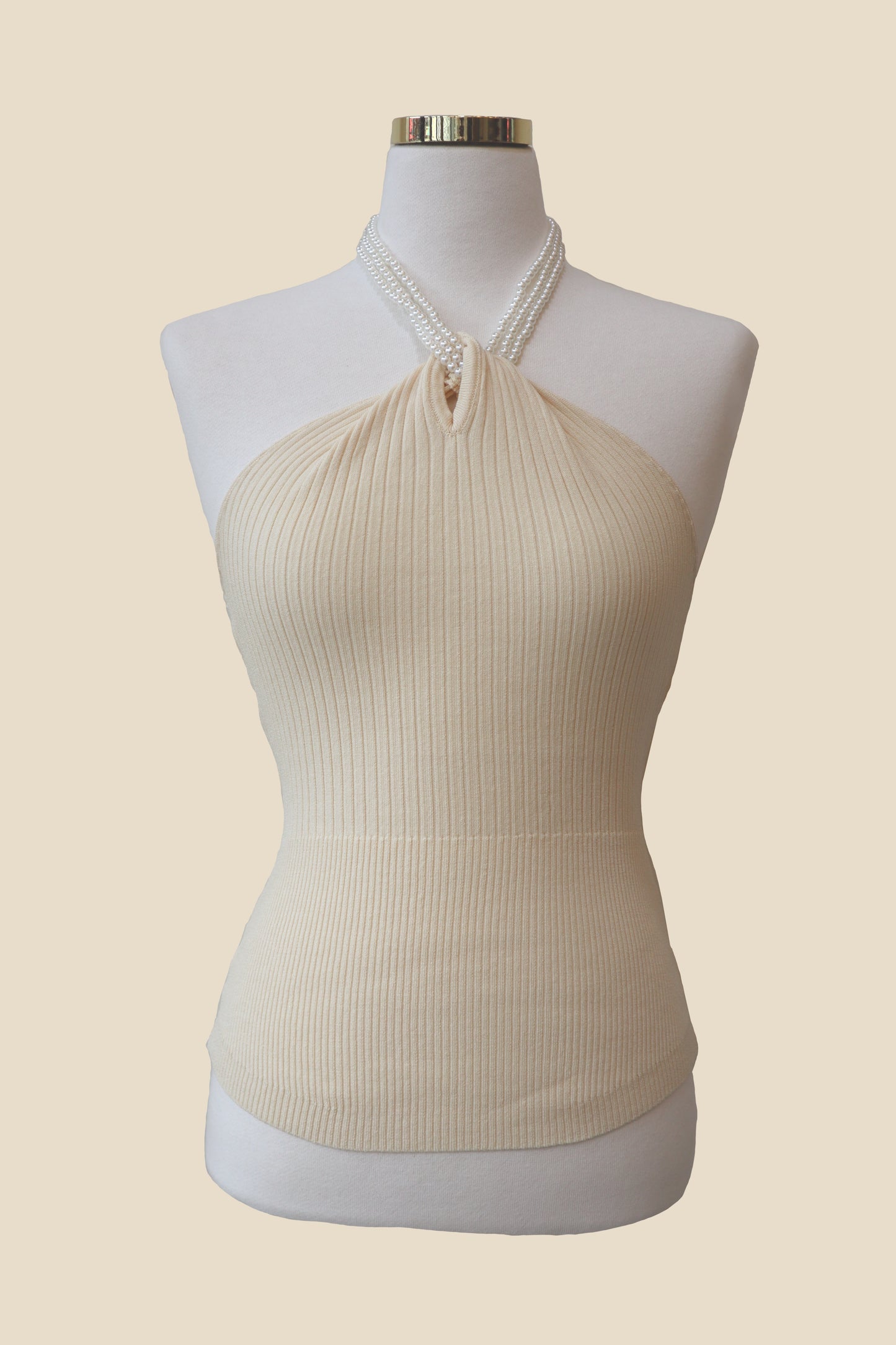 Pearl-Neck Sleeveless Top