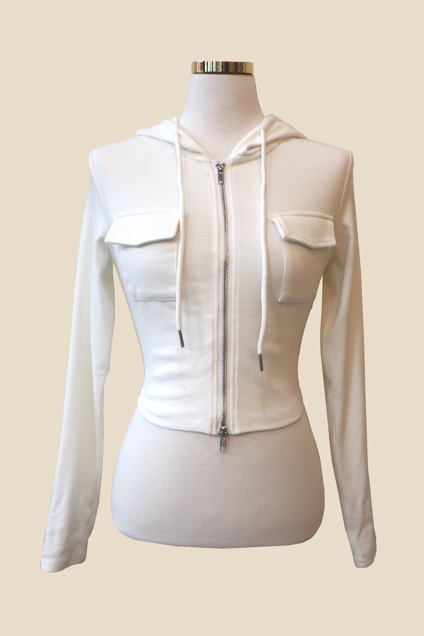 Double Pocket Cropped Zip-Up