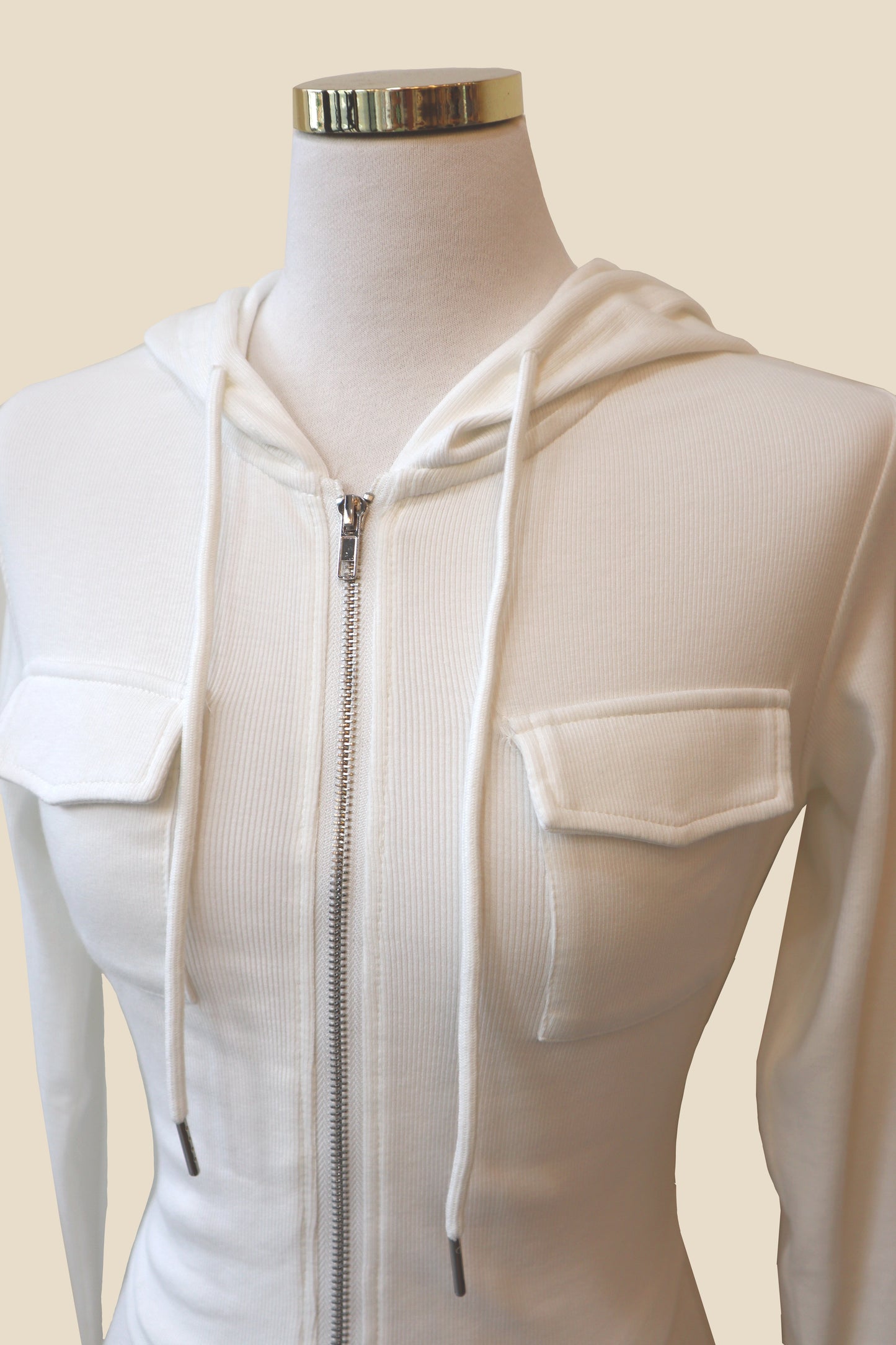 Double Pocket Cropped Zip-Up