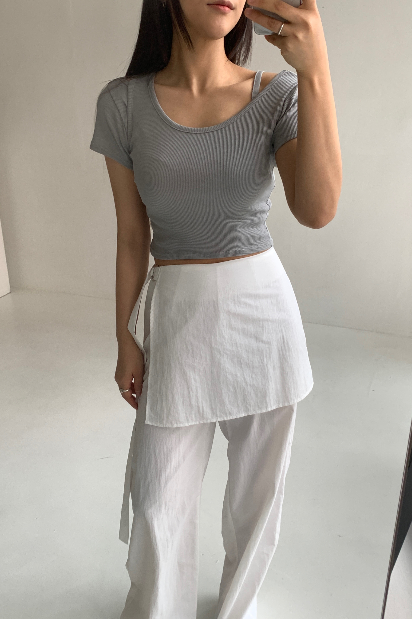Ribbed Tank Layered Short Sleeve Set