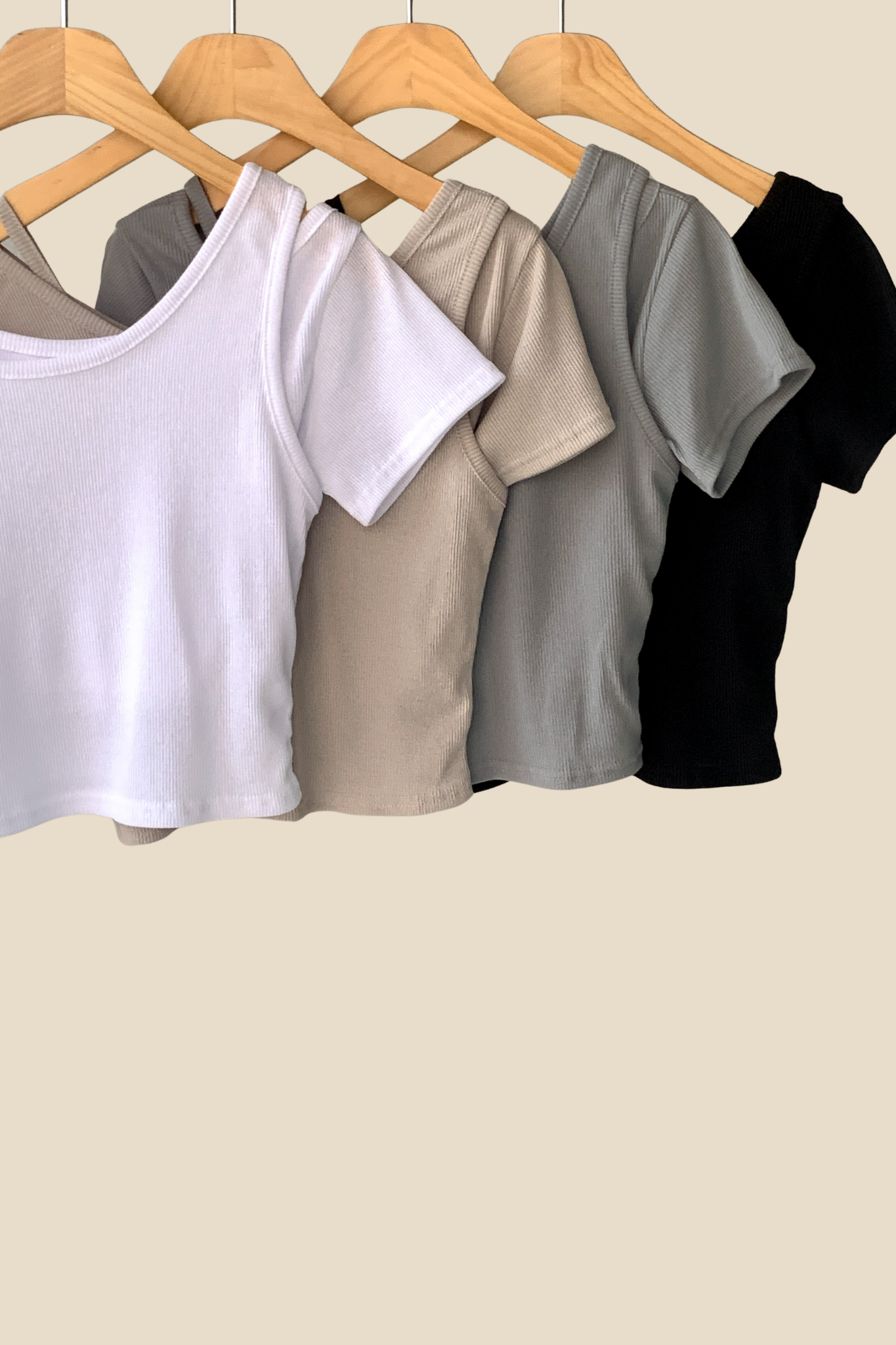 Ribbed Tank Layered Short Sleeve Set