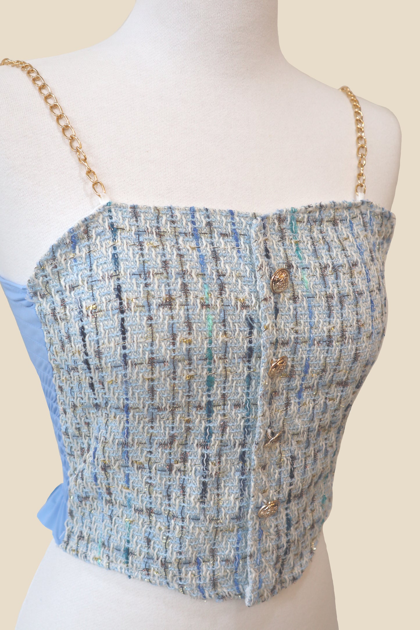Tweed Sleeveless Button Top