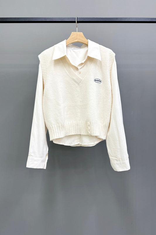 Soft Knitted Vest Shirt Set