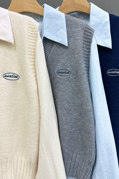 Soft Knitted Vest Shirt Set