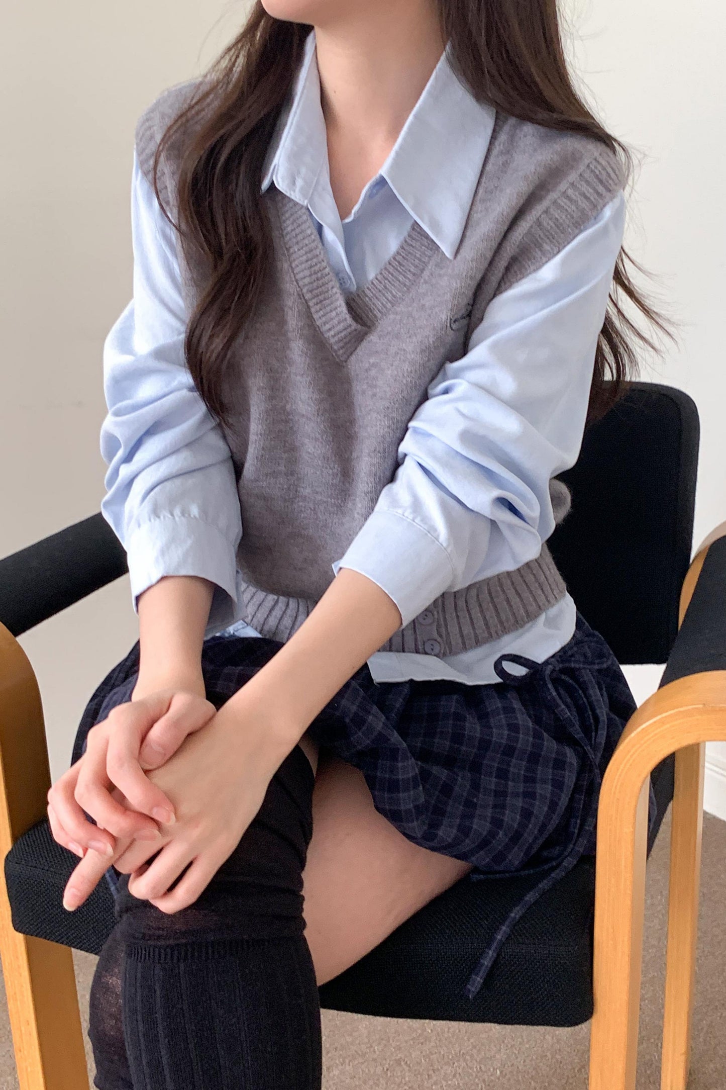 Soft Knitted Vest Shirt Set