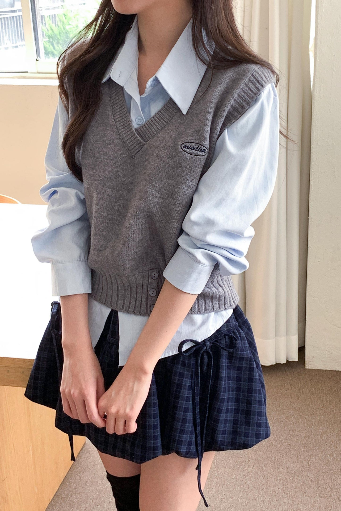 Soft Knitted Vest Shirt Set