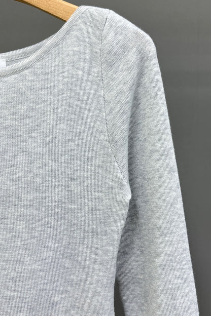 Side Ruffle Light Knit Long Sleeve