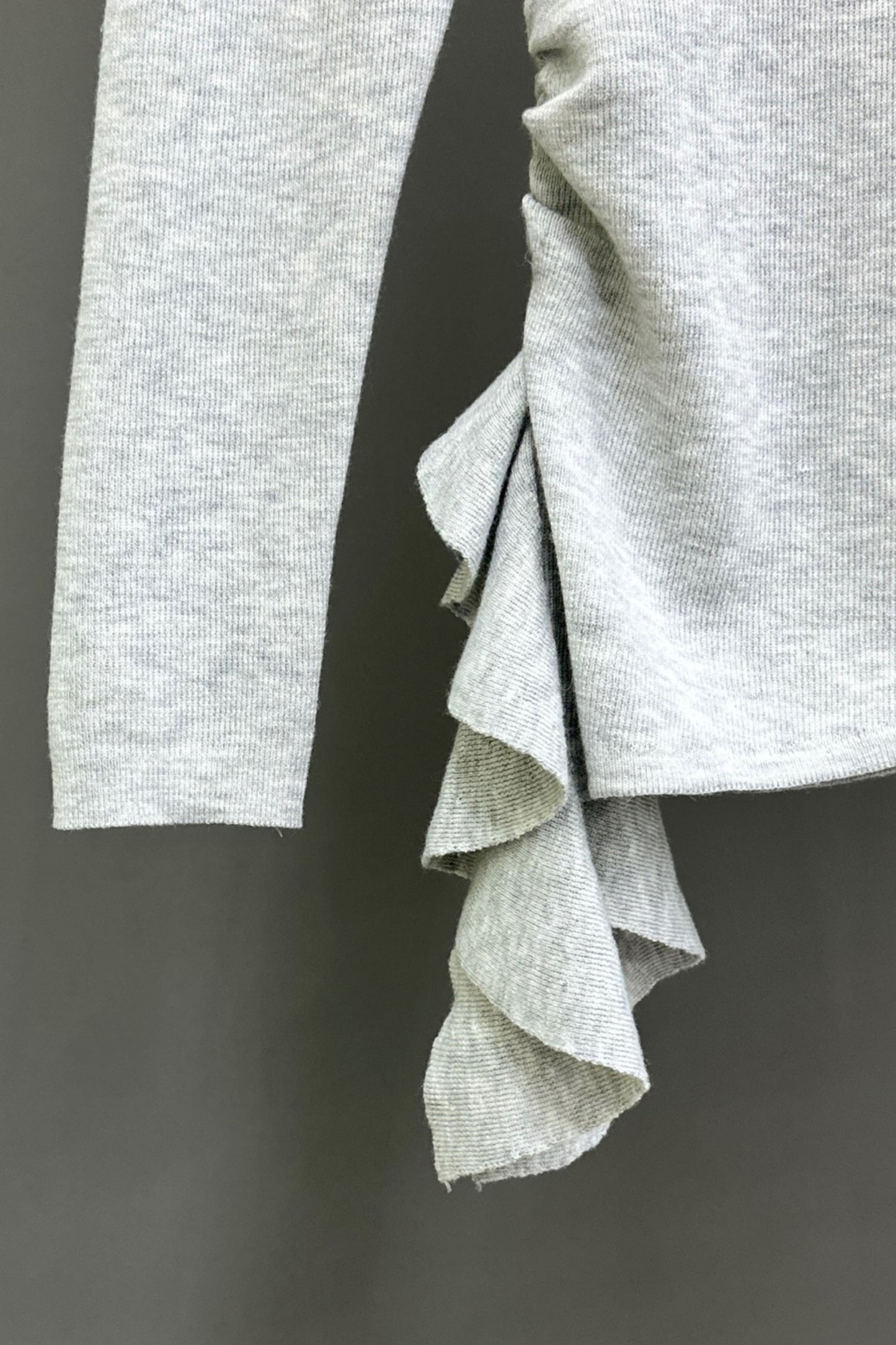 Side Ruffle Light Knit Long Sleeve