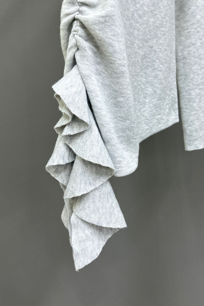 Side Ruffle Light Knit Long Sleeve
