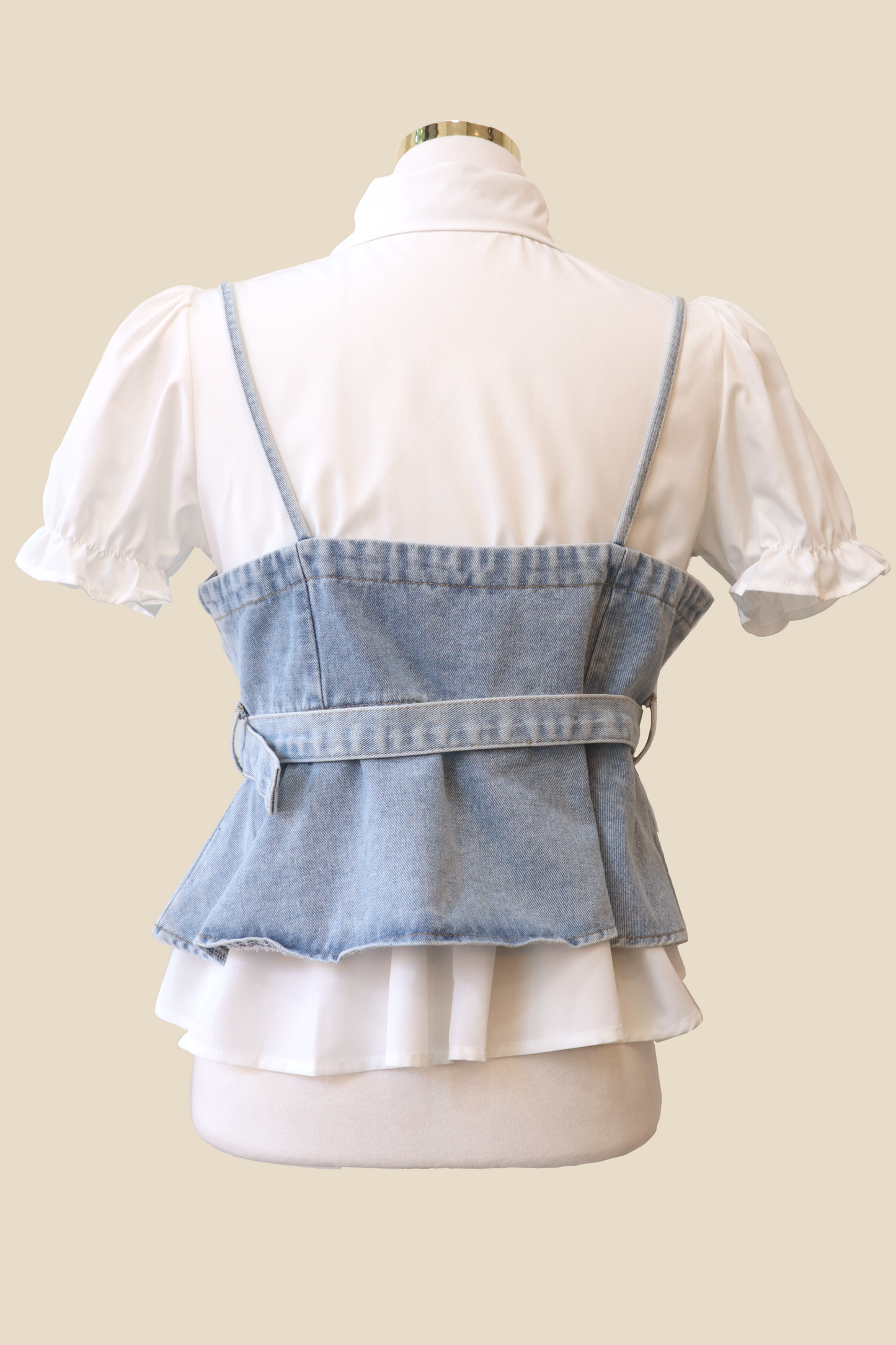 Double-Layered Denim Tank Shirt Set