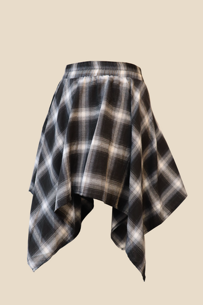 Wrap Tie Plaid Skirt
