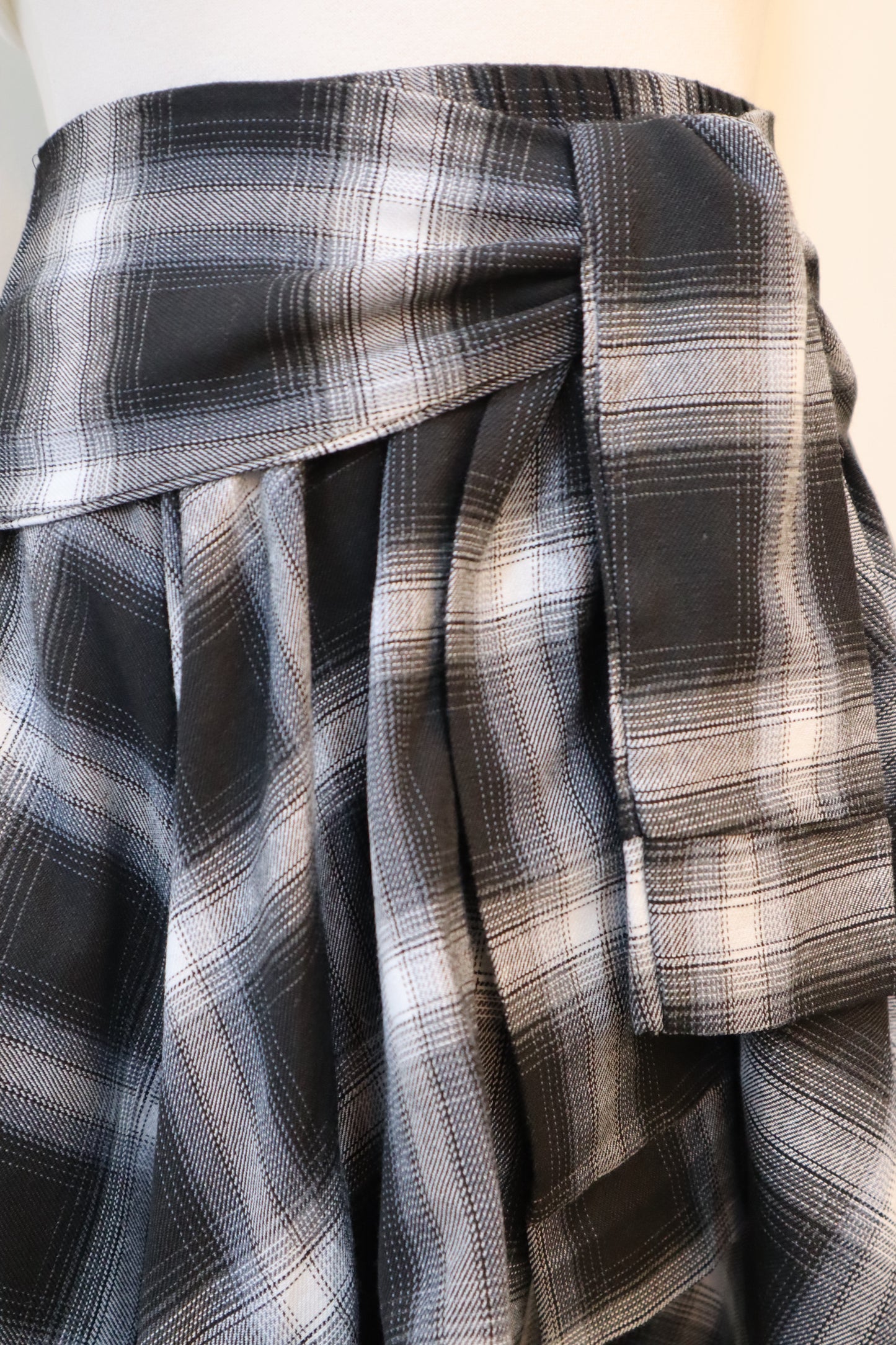 Wrap Tie Plaid Skirt