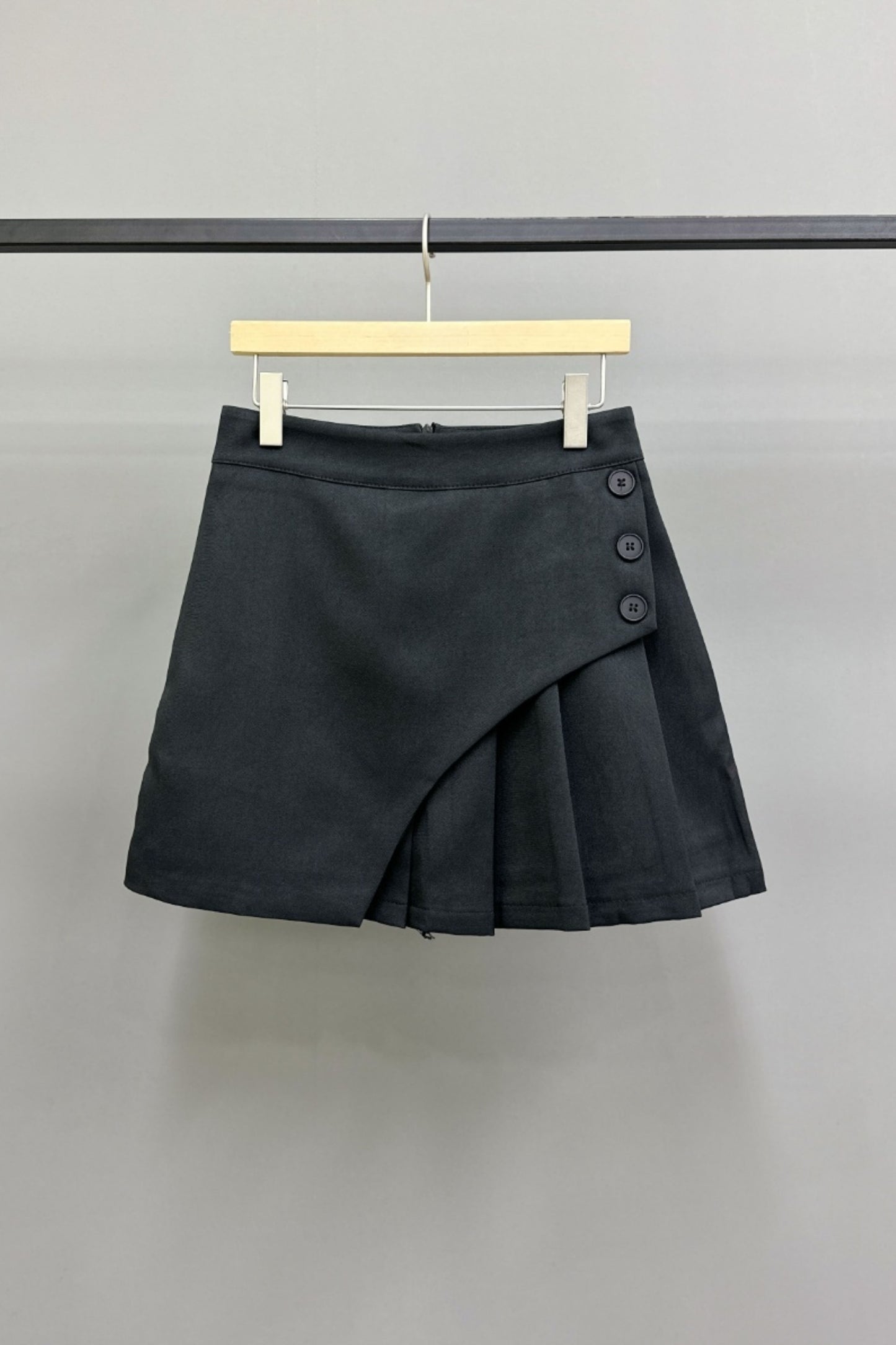 Hidden Wrap Pleated Skirt