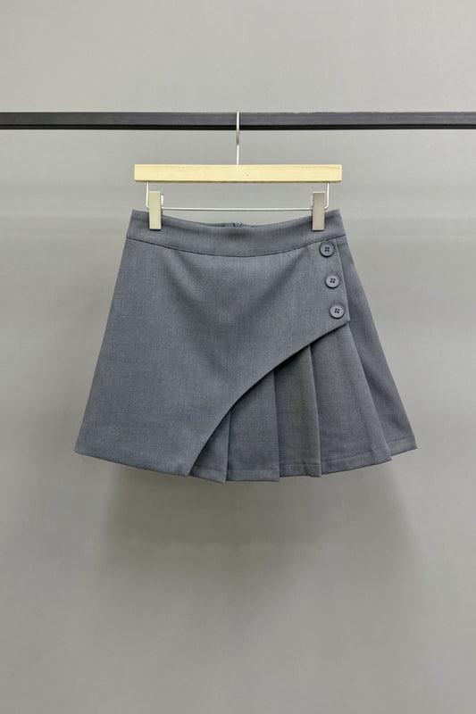Hidden Wrap Pleated Skirt