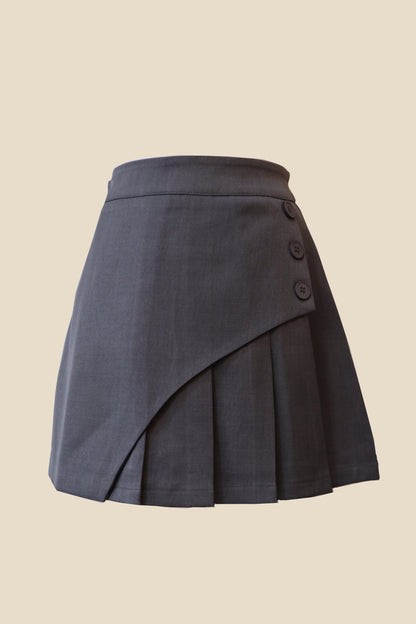 Hidden Wrap Pleated Skirt