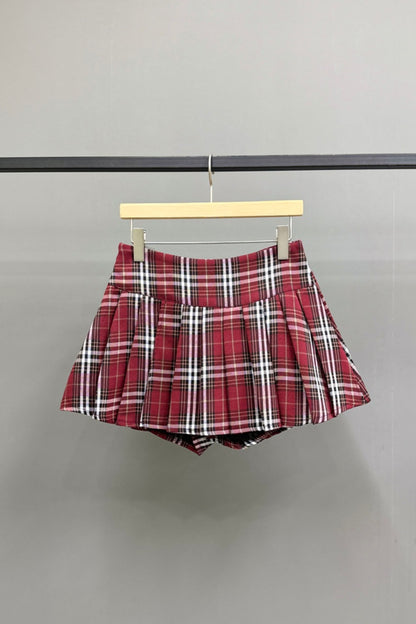 Classic Pleated Plaid Mini Skirt