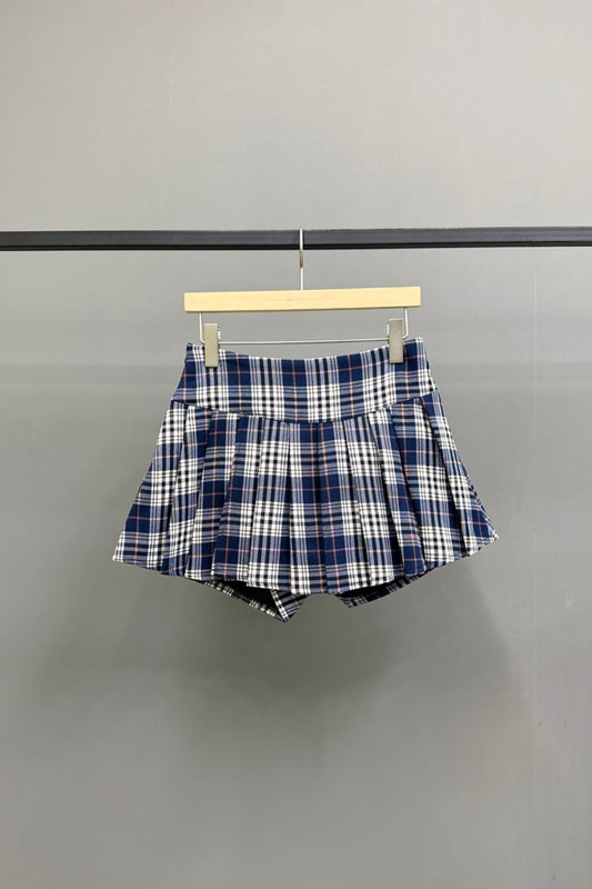 Classic Pleated Plaid Mini Skirt
