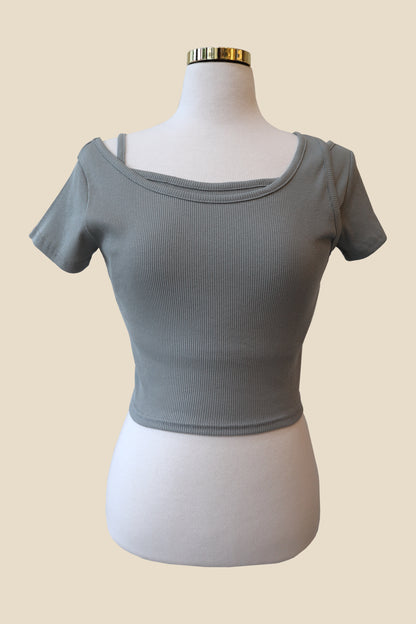 Ribbed Tank Layered Short Sleeve Set