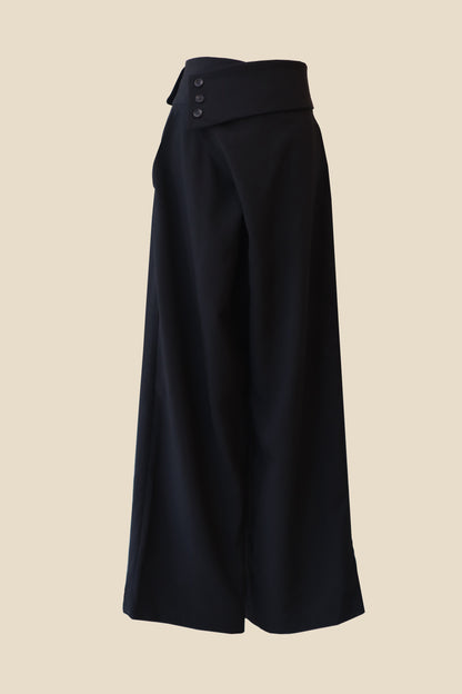 Oblique Wrap Wide Pants