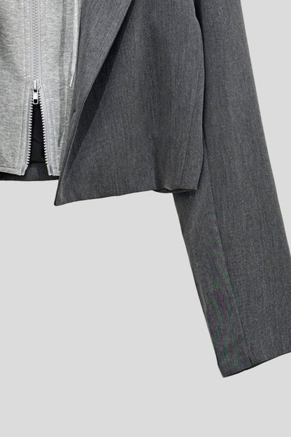 Two-Toned Hooded Blazer Skort Set