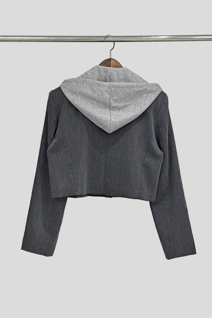 Two-Toned Hooded Blazer Skort Set