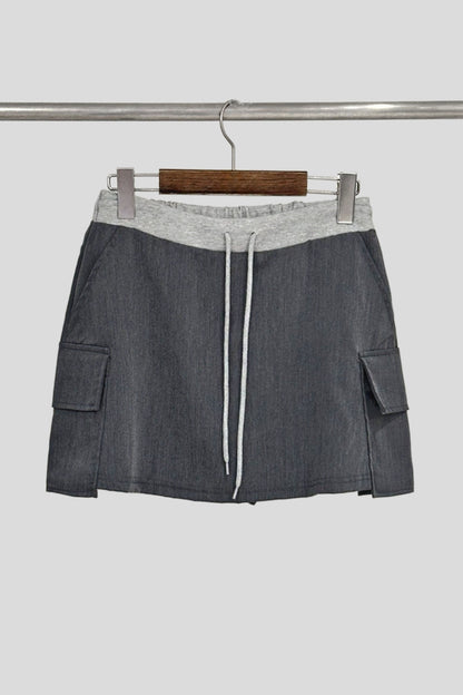 Two-Toned Hooded Blazer Skort Set