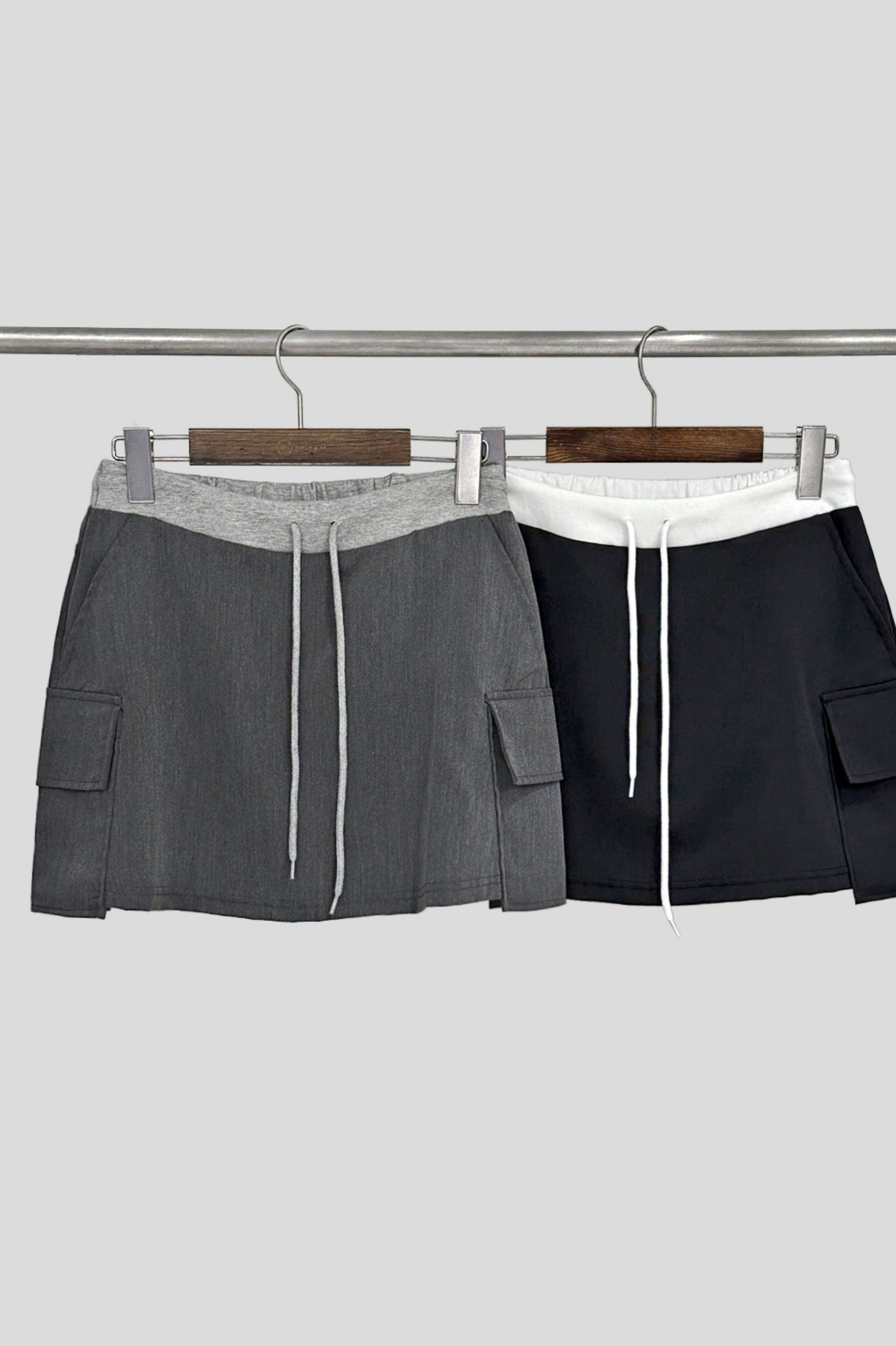 Two-Toned Hooded Blazer Skort Set