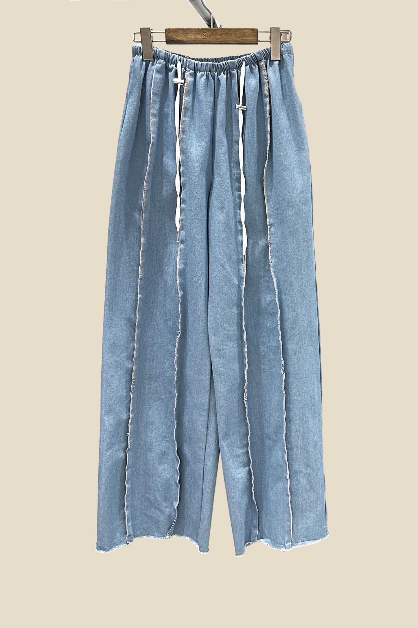New Track Wide Leg Stringed Denim Pants