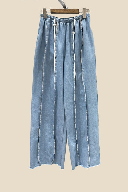 New Track Wide Leg Stringed Denim Pants