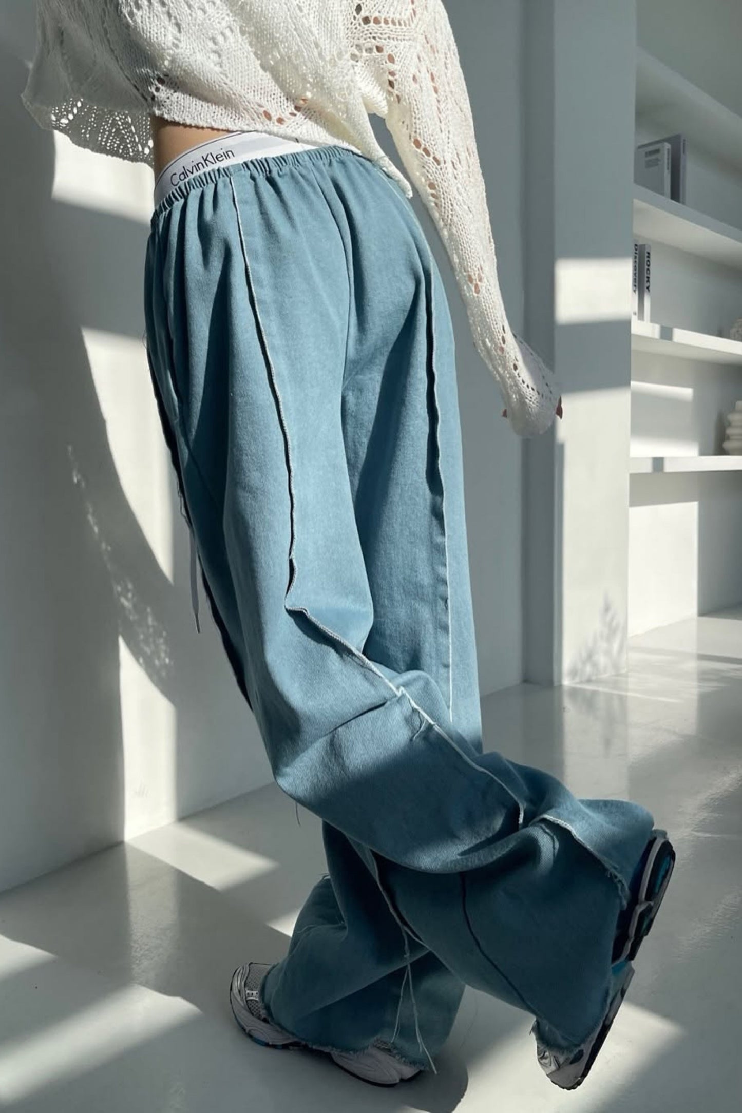New Track Wide Leg Stringed Denim Pants