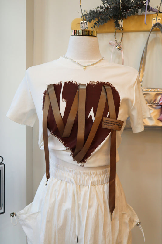 Heart String Cropped Shirt