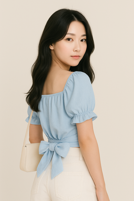 Puff Back Ribbon Blouse