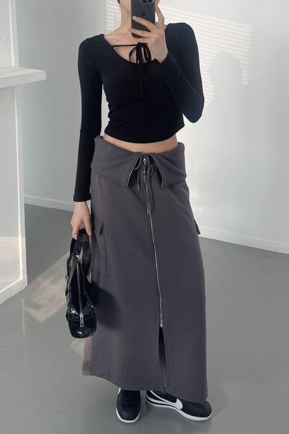 Luna Reversible-Tie Cropped Long Sleeve
