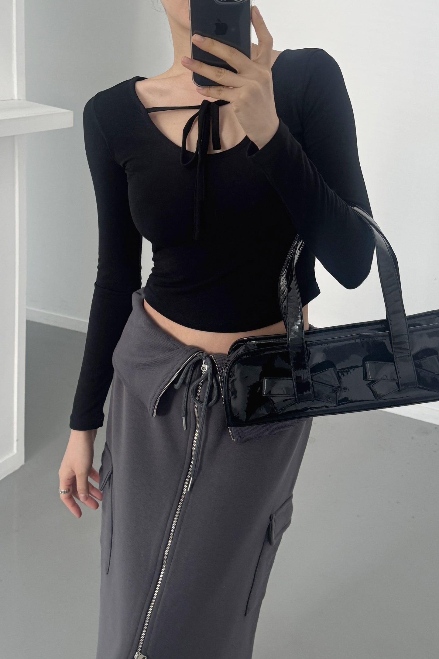 Luna Reversible-Tie Cropped Long Sleeve