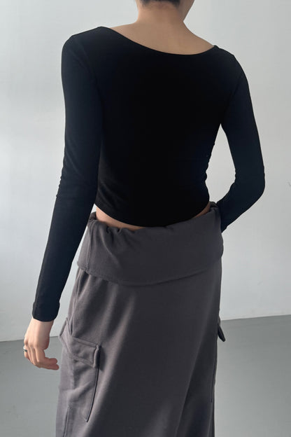 Luna Reversible-Tie Cropped Long Sleeve
